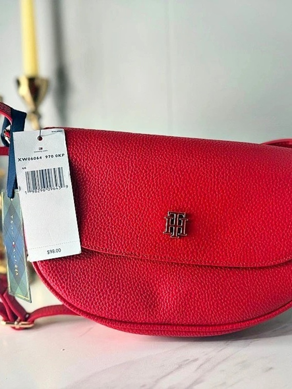 Tommy Hilfiger TH Heritage Saddle Bag Red Crossbody Bag